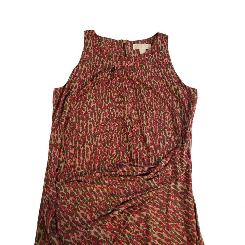 Michael Kors‎ Womens Faux Wrap Sheath Dress Sleeveless Crew Neck Animal Print